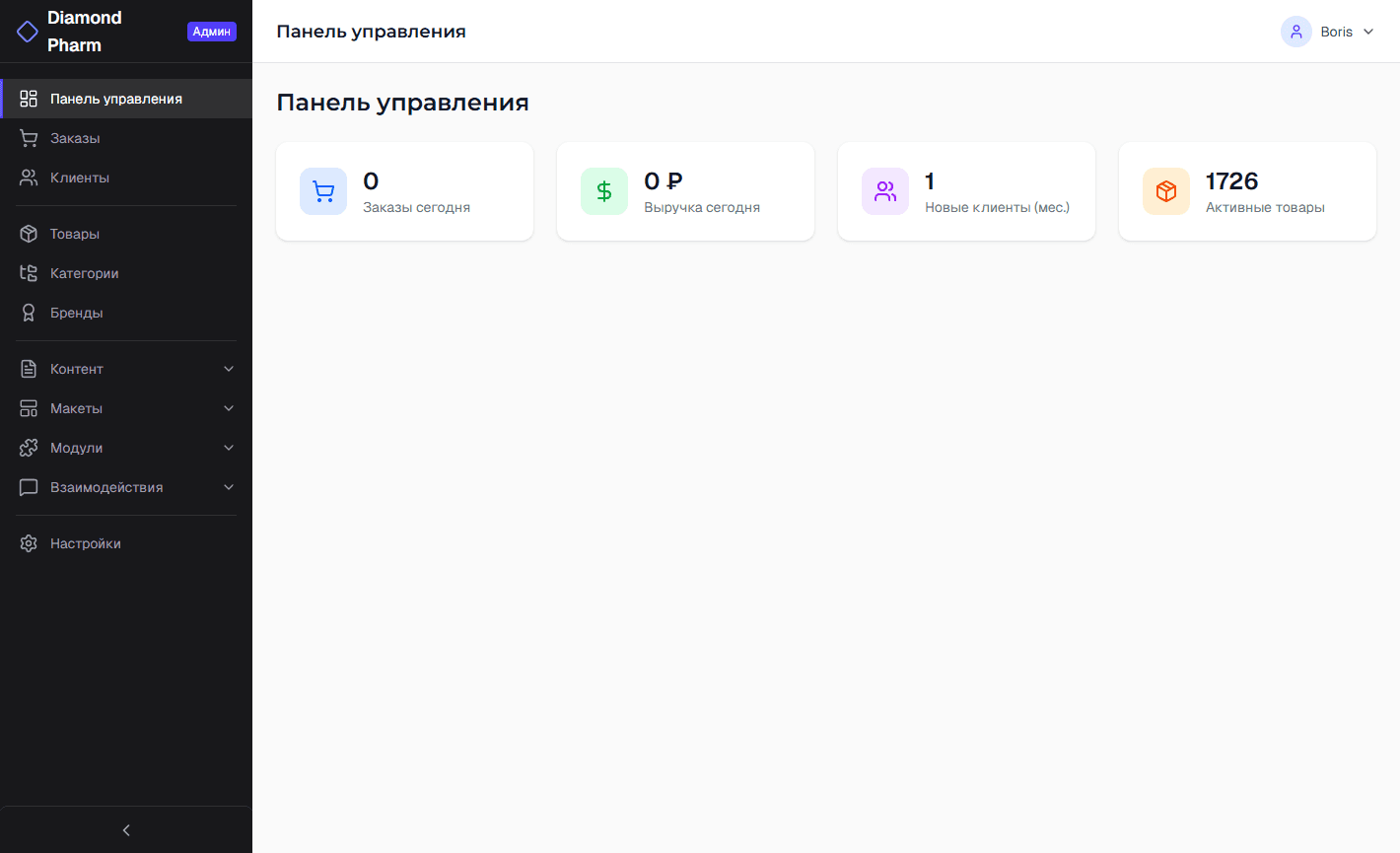 Дашборд админки